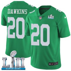 Wholesale Cheap Nike Eagles #20 Brian Dawkins Green Super Bowl LII Men\'s Stitched NFL Limited Rush Jersey