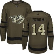 Wholesale Cheap Adidas Predators #14 Mattias Ekholm Green Salute to Service Stitched Youth NHL Jersey