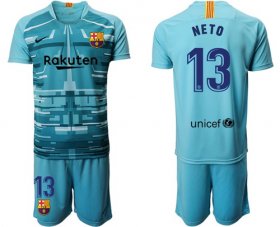 Wholesale Cheap Barcelona #13 Neto Light Blue Goalkeeper Soccer Club Jersey