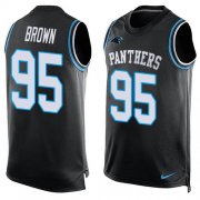 Wholesale Cheap Nike Panthers #95 Derrick Brown Black Team Color Men's Stitched NFL Limited Tank Top Jersey