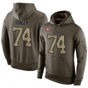 Wholesale Cheap NFL Men's Nike San Francisco 49ers #74 Joe Staley Stitched Green Olive Salute To Service KO Performance Hoodie