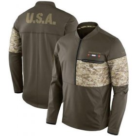 Wholesale Cheap Men\'s Denver Broncos Nike Olive Salute to Service Sideline Hybrid Half-Zip Pullover Jacket