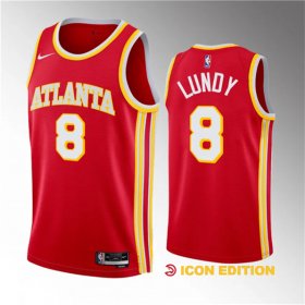 Wholesale Cheap Men\'s Atlanta Hawks #8 Seth Lundy Red 2023 Draft Icon Edition Stitched Jersey