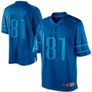 Wholesale Cheap Nike Lions #81 Calvin Johnson Blue Men's Stitched NFL Drenched Limited Jersey