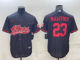 Wholesale Cheap Men\'s San Francisco 49ers #23 Christian McCaffrey Black With Patch Cool Base Stitched Baseball Jersey