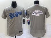 Wholesale Cheap Men's Los Angeles Dodgers Gray Team Big Logo Flex Base Stitched Baseball Jersey