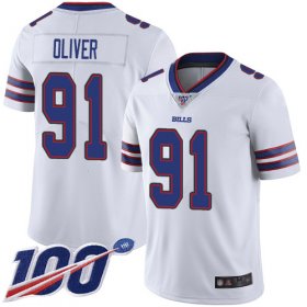 Wholesale Cheap Nike Bills #91 Ed Oliver White Men\'s Stitched NFL 100th Season Vapor Limited Jersey