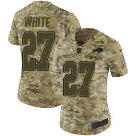 Wholesale Cheap Nike Bills #27 Tre\'Davious White Camo Women\'s Stitched NFL Limited 2018 Salute to Service Jersey