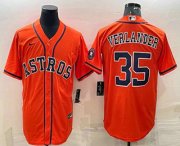 Wholesale Cheap Men's Houston Astros #35 Justin Verlander Orange With Patch Stitched MLB Cool Base Nike Jersey