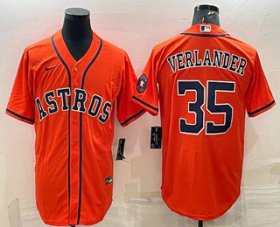 Wholesale Cheap Men\'s Houston Astros #35 Justin Verlander Orange With Patch Stitched MLB Cool Base Nike Jersey
