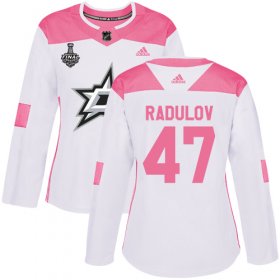 Cheap Adidas Stars #47 Alexander Radulov White/Pink Authentic Fashion Women\'s 2020 Stanley Cup Final Stitched NHL Jersey