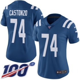 Wholesale Cheap Nike Colts #74 Anthony Castonzo Royal Blue Team Color Women\'s Stitched NFL 100th Season Vapor Untouchable Limited Jersey