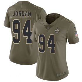 Wholesale Cheap Nike Saints #94 Cameron Jordan Olive Women\'s Stitched NFL Limited 2017 Salute to Service Jersey
