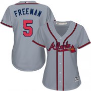 Wholesale Cheap Braves #5 Freddie Freeman Grey Road Women's Stitched MLB Jersey