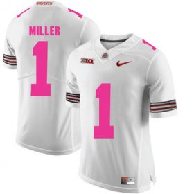 Wholesale Cheap Ohio State Buckeyes 1 Braxton Miller White 2018 Breast Cancer Awareness College Football Jersey