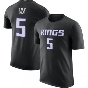 Cheap Men\'s Sacramento Kings #5 De\'Aaron Fox Black 2022-23 Statement Edition Name & Number T-Shirt