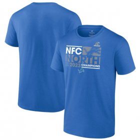 Cheap Men\'s Detroit Lions Blue 2023 NFC North Division Champions Conquer T-Shirt