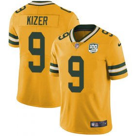 Wholesale Cheap Nike Packers #9 DeShone Kizer Yellow Men\'s 100th Season Stitched NFL Limited Rush Jersey
