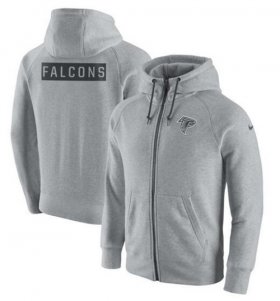 Wholesale Cheap Men\'s Atlanta Falcons Nike Ash Gridiron Gray 2.0 Full-Zip Hoodie