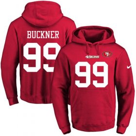 Wholesale Cheap Nike 49ers #99 DeForest Buckner Red Name & Number Pullover NFL Hoodie