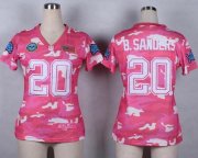 Wholesale Cheap Nike Lions #20 Barry Sanders Pink Women's Stitched NFL Elite Camo Fashion Jersey