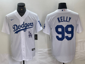 Cheap Men\'s Los Angeles Dodgers #99 Joe Kelly White Stitched Cool Base Nike Jersey