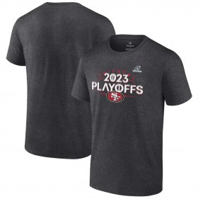 Cheap Men\'s San Francisco 49ers Heather Charcoal 2023 Playoffs T-Shirt