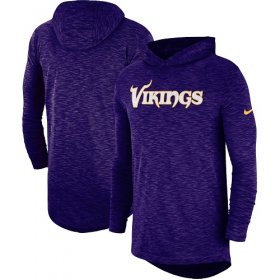Wholesale Cheap Men\'s Minnesota Vikings Nike Purple Sideline Slub Performance Hooded Long Sleeve T-Shirt