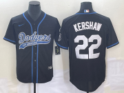 Wholesale Cheap Men's Los Angeles Dodgers #22 Clayton Kershaw Black Cool Base Stitched Baseball Jersey1