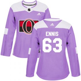 Wholesale Cheap Adidas Senators #63 Tyler Ennis Purple Authentic Fights Cancer Women\'s Stitched NHL Jersey