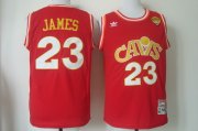 Wholesale Cheap Men's Cleveland Cavaliers #23 LeBron James 2017 The NBA Finals Patch CavFanatic Red Hardwood Classics Soul Swingman Throwback Jersey