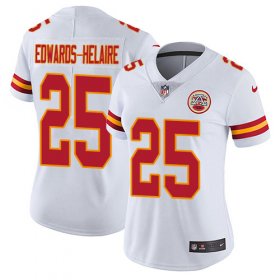 Wholesale Cheap Nike Chiefs #25 Clyde Edwards-Helaire White Women\'s Stitched NFL Vapor Untouchable Limited Jersey