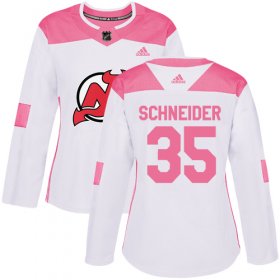 Wholesale Cheap Adidas Devils #35 Cory Schneider White/Pink Authentic Fashion Women\'s Stitched NHL Jersey