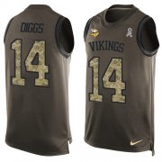 Wholesale Cheap Nike Vikings #14 Stefon Diggs Green Men's Stitched NFL Limited Salute To Service Tank Top Jersey