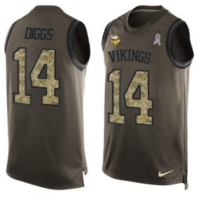 Wholesale Cheap Nike Vikings #14 Stefon Diggs Green Men\'s Stitched NFL Limited Salute To Service Tank Top Jersey