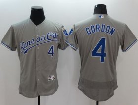 Wholesale Cheap Royals #4 Alex Gordon Grey Flexbase Authentic Collection Stitched MLB Jersey