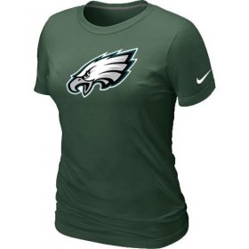 Wholesale Cheap Women\'s Nike Philadelphia Eagles Logo NFL T-Shirt Dark Green