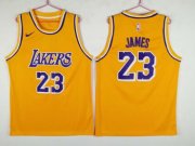 Wholesale Cheap Men's Los Angeles Lakers 23 Lebron James Yellow Nike Swingman Jersey