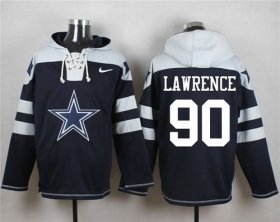 Wholesale Cheap Nike Cowboys #90 Demarcus Lawrence Navy Blue Player Pullover NFL Hoodie