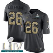 Wholesale Cheap Nike 49ers #26 Tevin Coleman Black Super Bowl LIV 2020 Men's Stitched NFL Limited 2016 Salute to Service Jersey