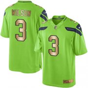 Wholesale Cheap Nike Seahawks #3 Russell Wilson Green Men's Stitched NFL Limited Gold Rush Jersey