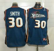 Wholesale Cheap Men's Detroit Pistons #30 Joe Smith Teal Blue Hardwood Classics Soul Swingman Throwback Jersey