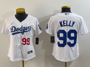 Cheap Women's Los Angeles Dodgers #99 Joe Kelly Number White Stitched Cool Base Nike Jersey
