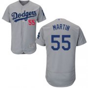 Wholesale Cheap Dodgers #55 Russell Martin Grey Flexbase Authentic Collection Stitched MLB Jersey