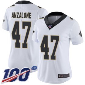 Wholesale Cheap Nike Saints #47 Alex Anzalone White Women\'s Stitched NFL 100th Season Vapor Limited Jersey