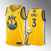 Wholesale Cheap Men's Golden State Warriors #3 Jordan Poole Gold 2022 NBA Finals Champions Stitched Jersey