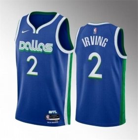 Cheap Men\'s Dallas Mavericks #2 Kyrie Irving Blue City Edition Stitched Basketball Jersey