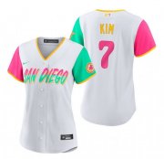 Wholesale Cheap Women's San Diego Padres #7 Ha Seong Kim White 2022 City Connect Cool Base Stitched Baseball Jersey(Run Small)