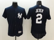 Wholesale Cheap Yankees #2 Derek Jeter Navy Blue Flexbase Authentic Collection Stitched MLB Jersey