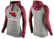 Wholesale Cheap Women's Nike Arizona Cardinals Performance Hoodie Grey & Red_1